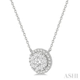 3/4 Ctw Circular Round Cut Diamond Lovebright Pendant With Chain in 14K White Gold